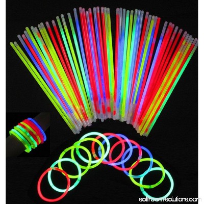 glowsticks, vivii 100 light up toys glow stick bracelets mixed colors party favors supplies (tube of 100)